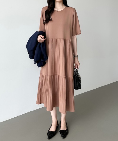 「COCOMOMO」 半袖ワンピース M パープル レディース_画像4