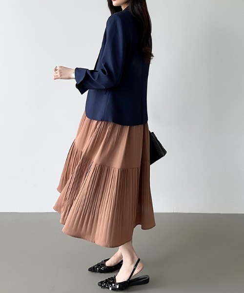 「COCOMOMO」 半袖ワンピース M パープル レディース_画像8