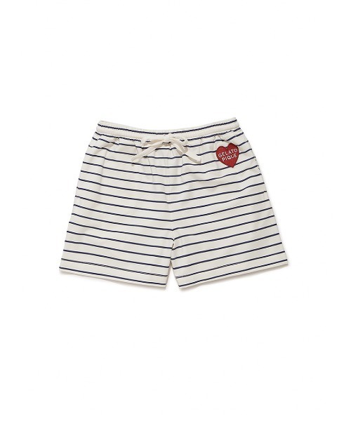 パジャマ 「JUNIOR」 「接触冷感」BEAR HEATワンポイントTシャツ＆ボーダーショートパンツセット キッズ 子供 男の子 女の子の画像