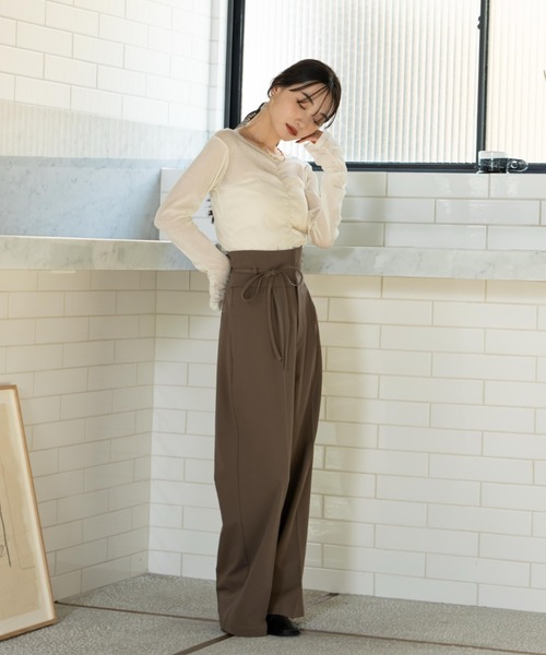 「hinari」 スラックス SMALL アイボリー レディース_画像4