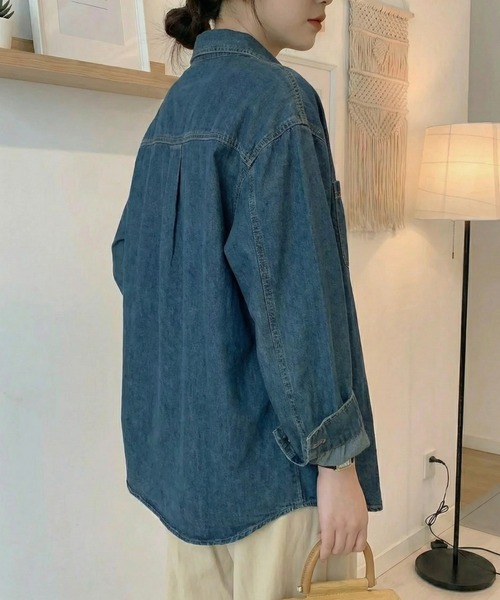 「cammie」 長袖シャツ L ブルー レディース_画像6