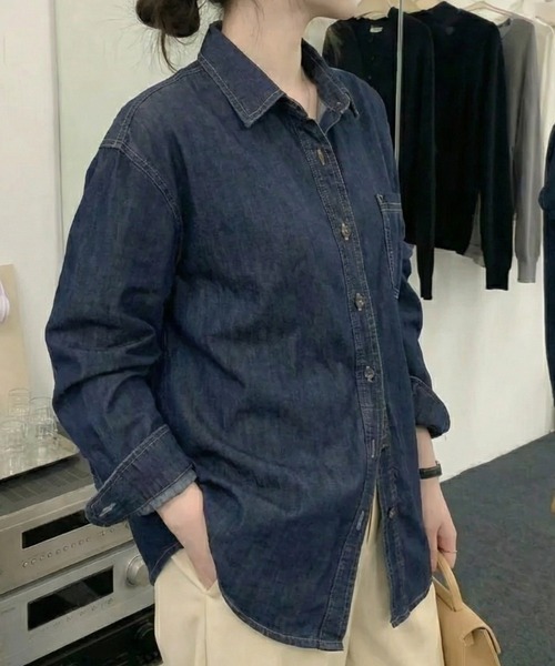 「cammie」 長袖シャツ L ブルー レディース_画像8