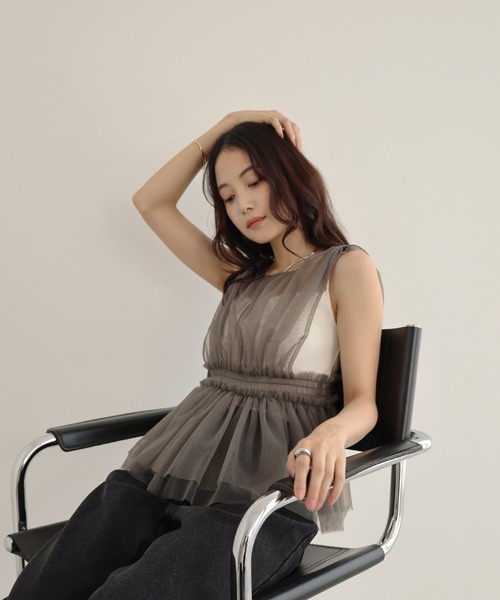 「Freesia by andme」 ノースリーブブラウス M アイボリー レディース_画像9