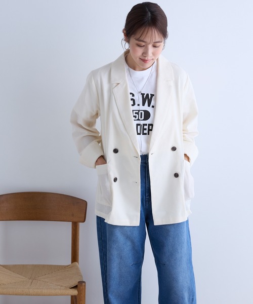 「Aunely」 テーラードジャケット M ベージュ レディース_画像3