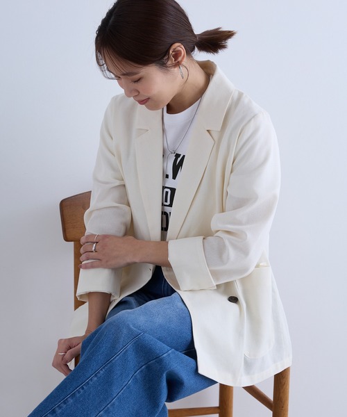 「Aunely」 テーラードジャケット M ベージュ レディース_画像4