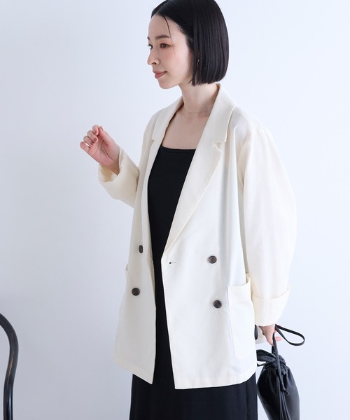 「Aunely」 テーラードジャケット M ベージュ レディース_画像6