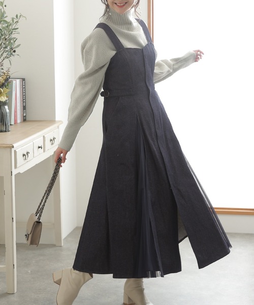 ElegChic サロペット オーバーオール サイドプリーツジャンパー