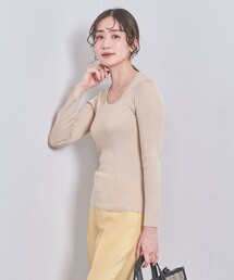 UNITED ARROWS ニット セーター シルクリブ Uネック レディース