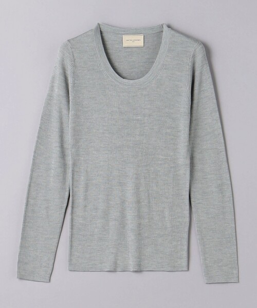 UNITED ARROWS ニット セーター シルクリブ Uネック レディース