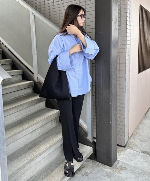 andme パンツ 「12色/3サイズ展開」梨地ポンチセンタースリット