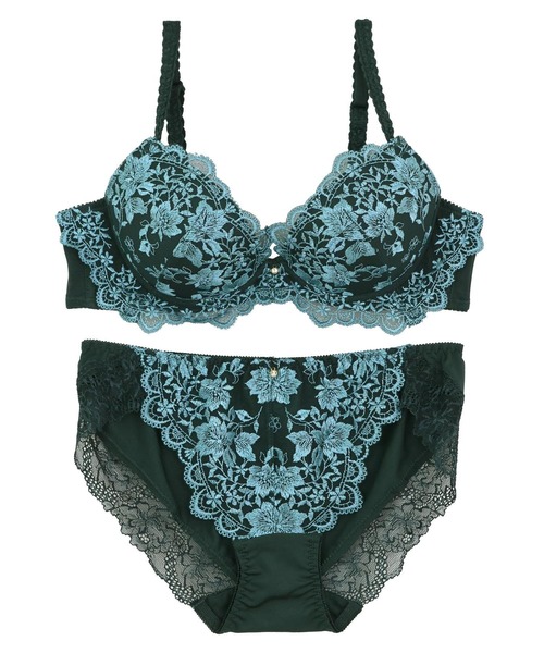 Treffle 水色 ブラジャーショーツセット　D65 M fran de lingerie ブラジャー ショーツセット floating flower