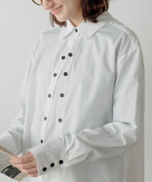ROOP TOKYO ブラウス シャツ ダブルボタンデザインシャツ ユニ