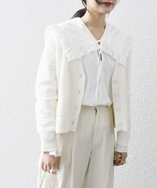 SHIPS any ブラウス シャツ any:「洗濯機可能」コットン サテン フリル