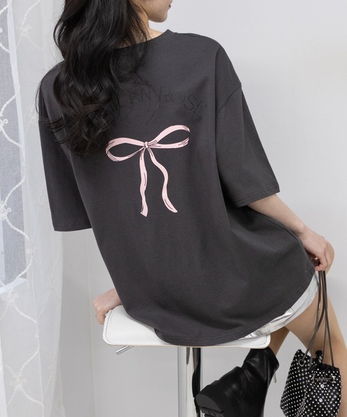 【新品タグ付き】オープンリボンTシャツ pumpkin port tシャツ リボンプリントBIGサイズ半袖 Tシャツ