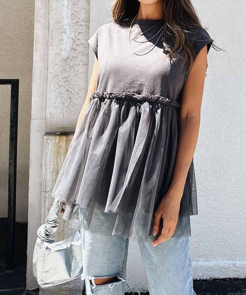 esutoreja（エストレジャ） tシャツ チュールトップス レディース 