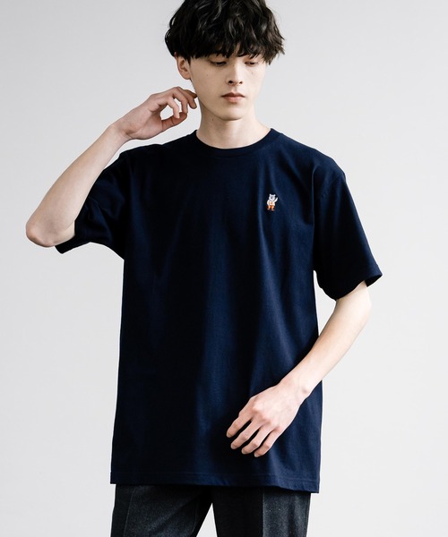 Rocky Monroe tシャツ ワンポイントクマ刺繍半袖Tシャツ メンズ
