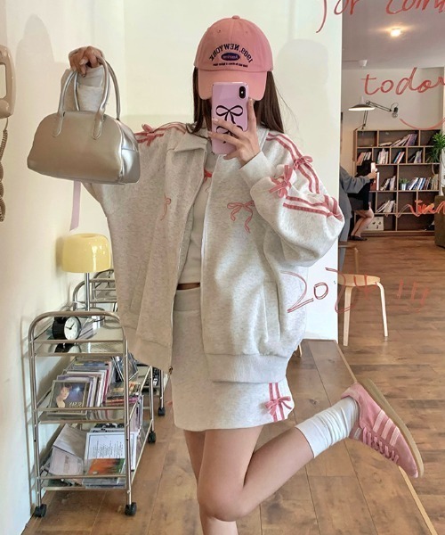 lilful ジャージ セットアップ リボン付き ラインジャージ / スカート