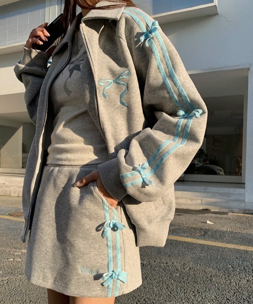 lilful ジャージ セットアップ リボン付き ラインジャージ / スカート