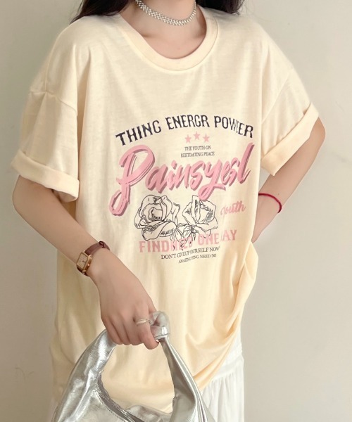 LADY LIKE（レディライク） tシャツ ローズロゴプリントTシャツ