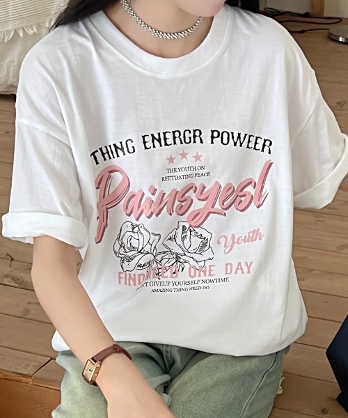 LADY LIKE（レディライク） tシャツ ローズロゴプリントTシャツ