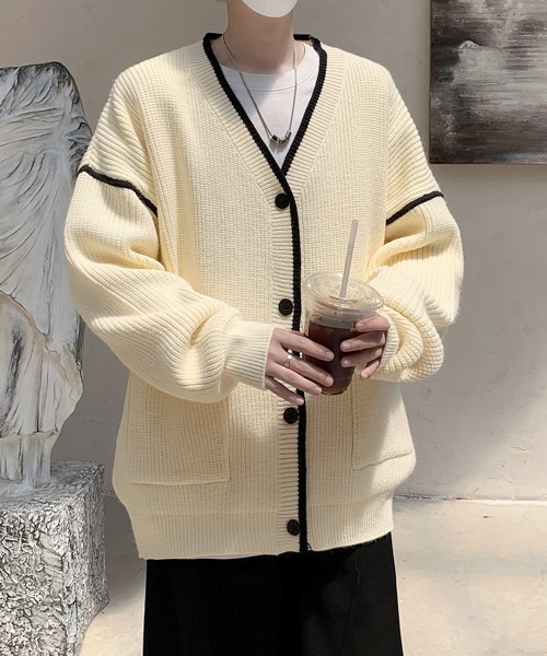 【新品】Diagram ダイアグラム　ラインＶネック　ニットカーディガン 新品】Diagram ダイアグラム ラインVネック ニットカーディガン