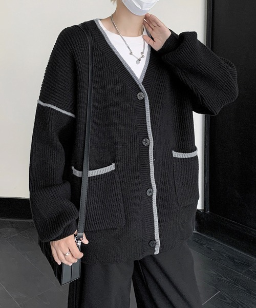 カーディガン 「FVLMEN」line Vneck knit cardigan/ライン V