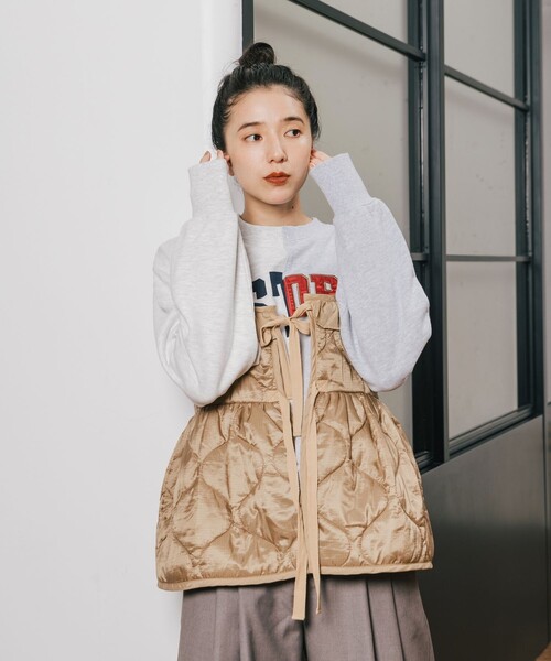 トレーナー スウェット ロゴショートスウェット レディース FREAK'S STORE トレーナー スウェット リメイク ロゴショート