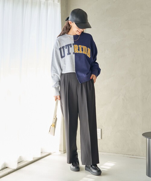 トレーナー スウェット ロゴショートスウェット レディース FREAK'S STORE トレーナー スウェット リメイク ロゴショート
