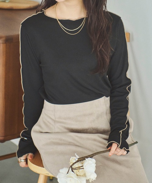 tシャツ Mellow velour top レディース ALEXIA STAM（アリシアスタン）の「Mellow Hem Rib Cropped Top