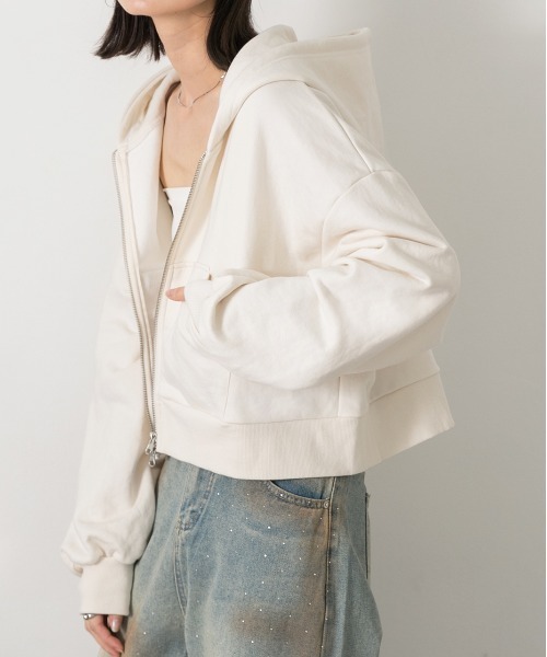 alice auaa ダブルジップショートパーカー セール】double zipup short hoodie / ダブルジップアップ
