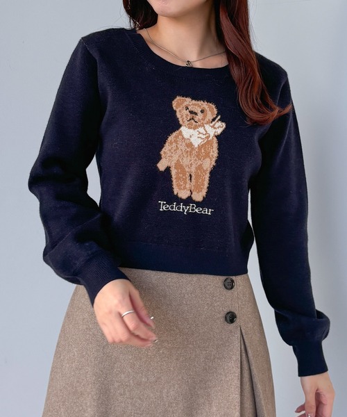 Heather ニット セーター 「TeddyBear/テディベア」ジャガード