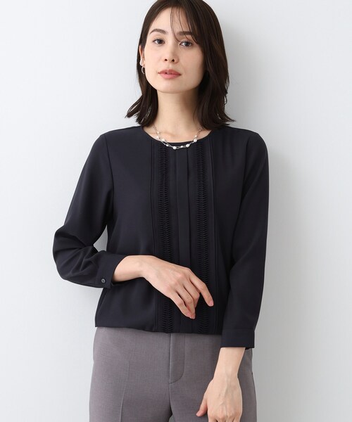 ブラウス シャツ 春SALE！「洗える／UVケア」ピンタックブラウス レディース INDIVI ブラウス シャツ 春SALE！「洗える／UVケア」ピンタック