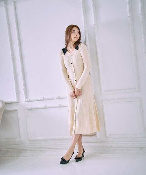 ワンピース Contrast color knit one piece コントラストカラー ニットワンピース | Meline M. | 12