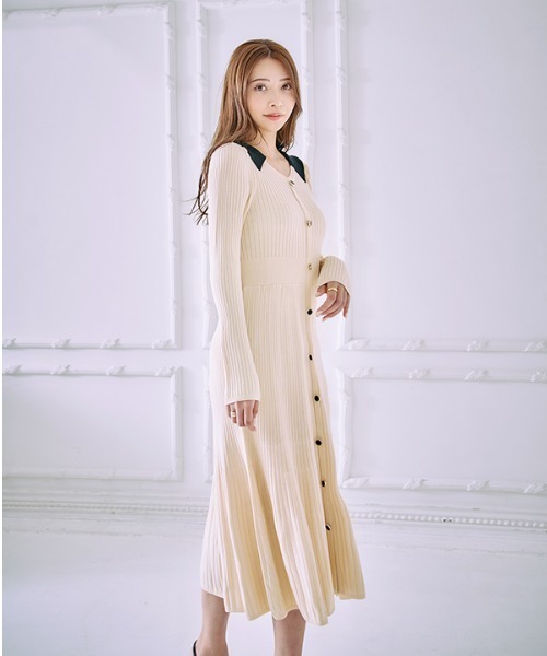 ワンピース Contrast color knit one piece コントラストカラー ニットワンピース | Meline M. | 09