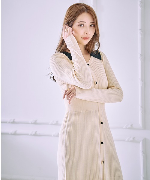 ワンピース Contrast color knit one piece コントラストカラー ニットワンピース | Meline M. | 13