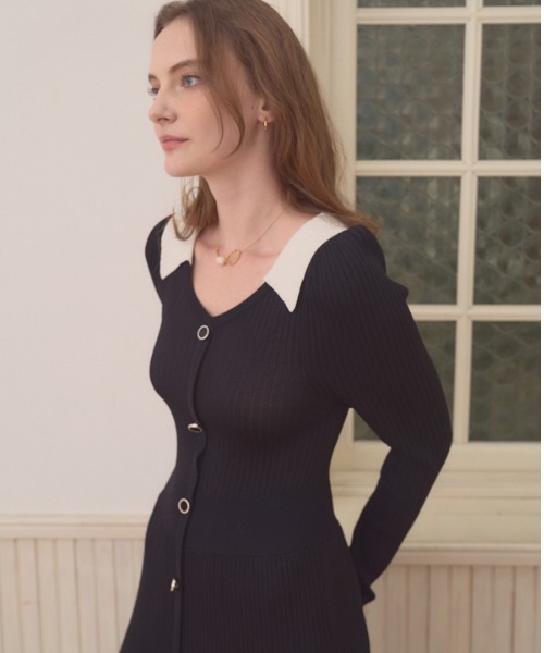 ワンピース Contrast color knit one piece コントラストカラー ニットワンピース | Meline M. | 21