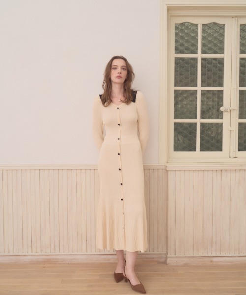 ワンピース Contrast color knit one piece コントラストカラー ニットワンピース | Meline M. | 04