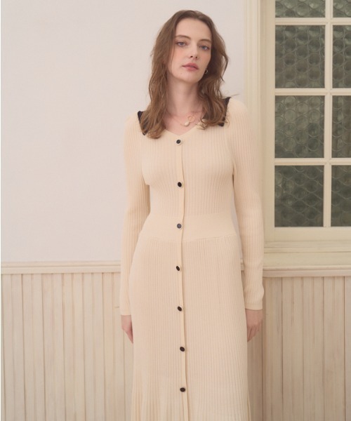 ワンピース Contrast color knit one piece コントラストカラー ニットワンピース | Meline M. | 06
