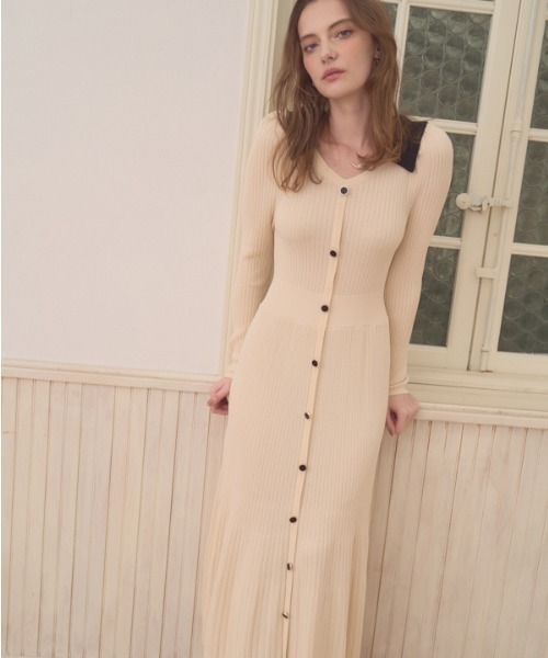 ワンピース Contrast color knit one piece コントラストカラー ニットワンピース | Meline M. | 07
