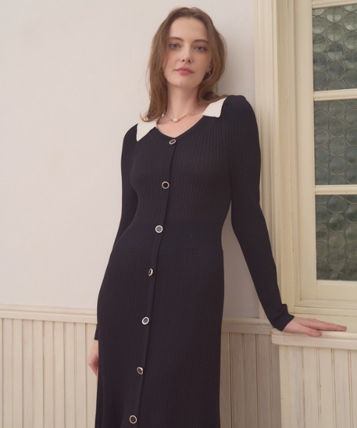 ワンピース Contrast color knit one piece コントラストカラー ニットワンピース | Meline M. | 19