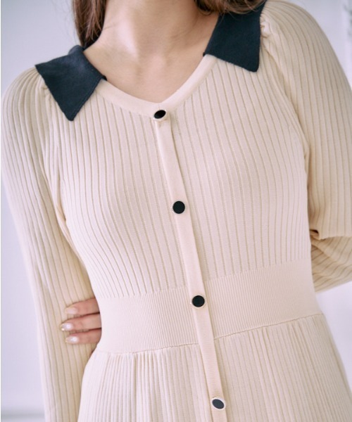 ワンピース Contrast color knit one piece コントラストカラー ニットワンピース | Meline M. | 14