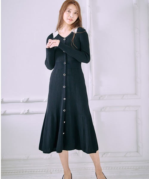 ワンピース Contrast color knit one piece コントラストカラー ニットワンピース | Meline M. | 22