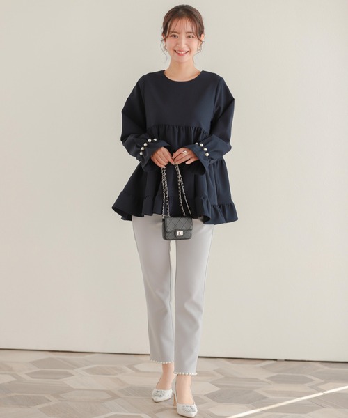 【新品未使用タグ付き】　fitmore タックパール袖ティアードトップス Fit more タックパール袖ティアードトップス レディース