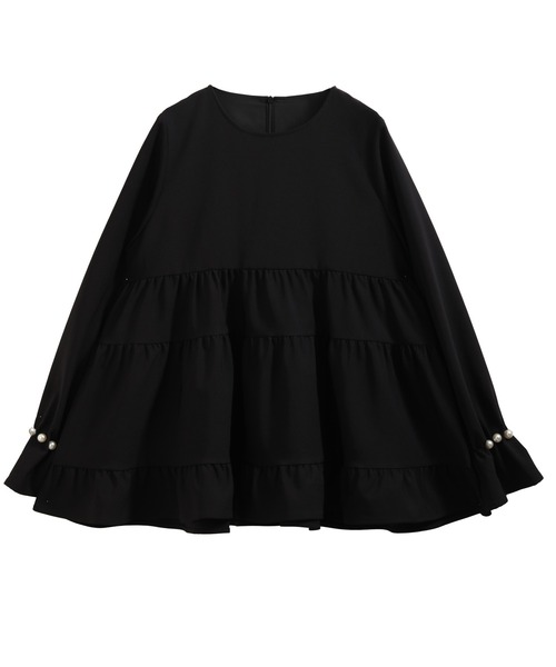 Fit more タックパール袖ティアードトップス レディース