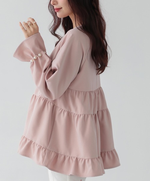 Fit more（フィットモア） タックパール袖ティアードトップス