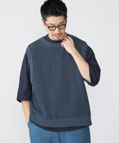 SHIPS（シップス） ベスト ジレ SHIPS:「手洗い可能」メッシュ ニット