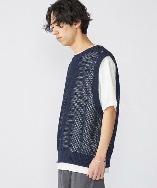 SHIPS（シップス） ベスト ジレ SHIPS:「手洗い可能」メッシュ ニット