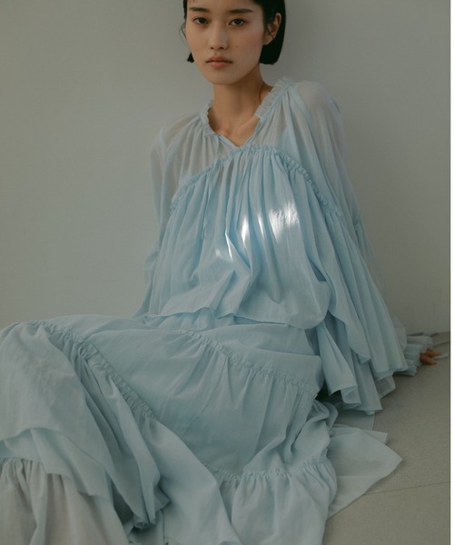カーサフライン　コットンティアードスカート　ペチコート付属 CASA FLINE - COTTON TIERED SKIRT / コットンティアード