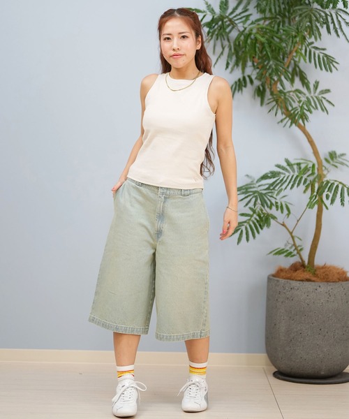 タンクトップ LEINWANDERecycleCottonSleevelessTopBlack prasthana - Off Set Extension Tank Top