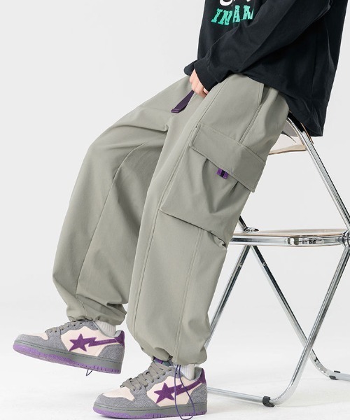 link lot ワイドパンツ カーゴパンツ ワイドレッグナイロンカーゴ 
